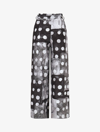 Pantalon fluide à imprimé cercles - Noir