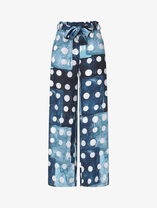 Pantalon fluide à imprimé cercles - Marine
