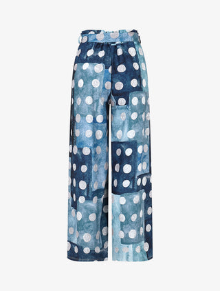 Pantalon fluide à imprimé cercles - Marine