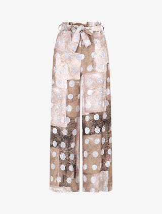 Pantalon fluide à imprimé cercles - Taupe