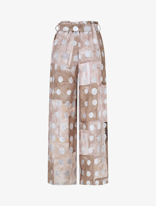 Pantalon fluide à imprimé cercles - Taupe