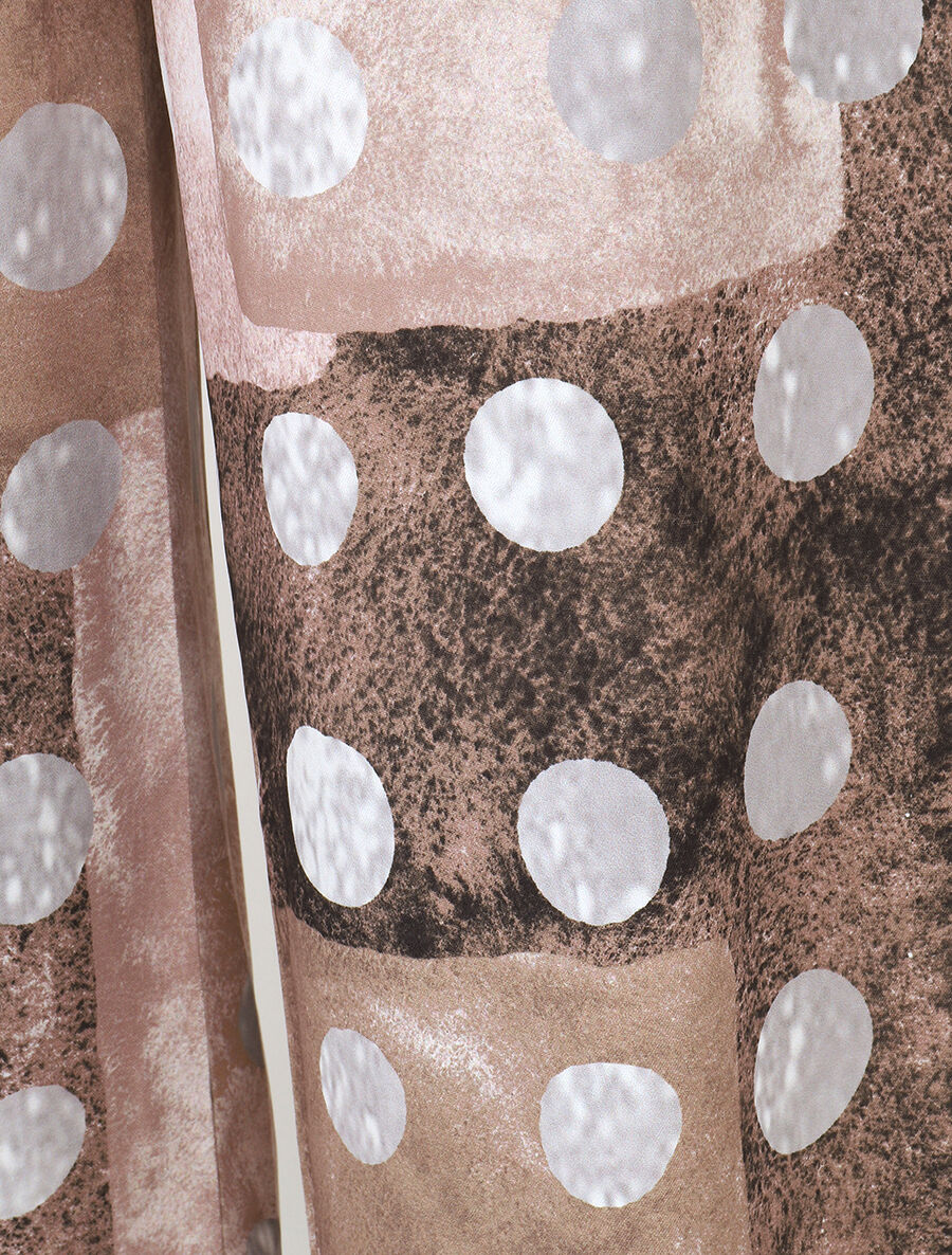 Pantalon fluide à imprimé cercles - Taupe
