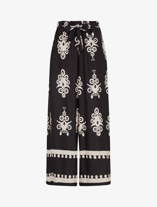 Pantalon ample à imprimé ikat - Noir