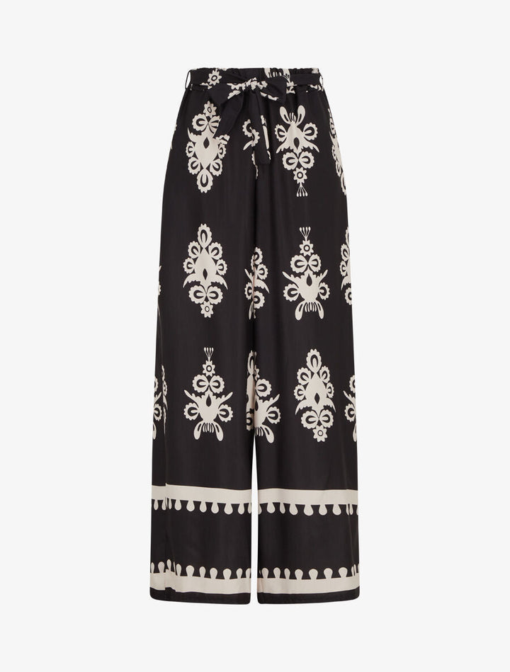 Pantalon ample à imprimé ikat - Noir