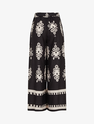 Pantalon ample à imprimé ikat - Noir