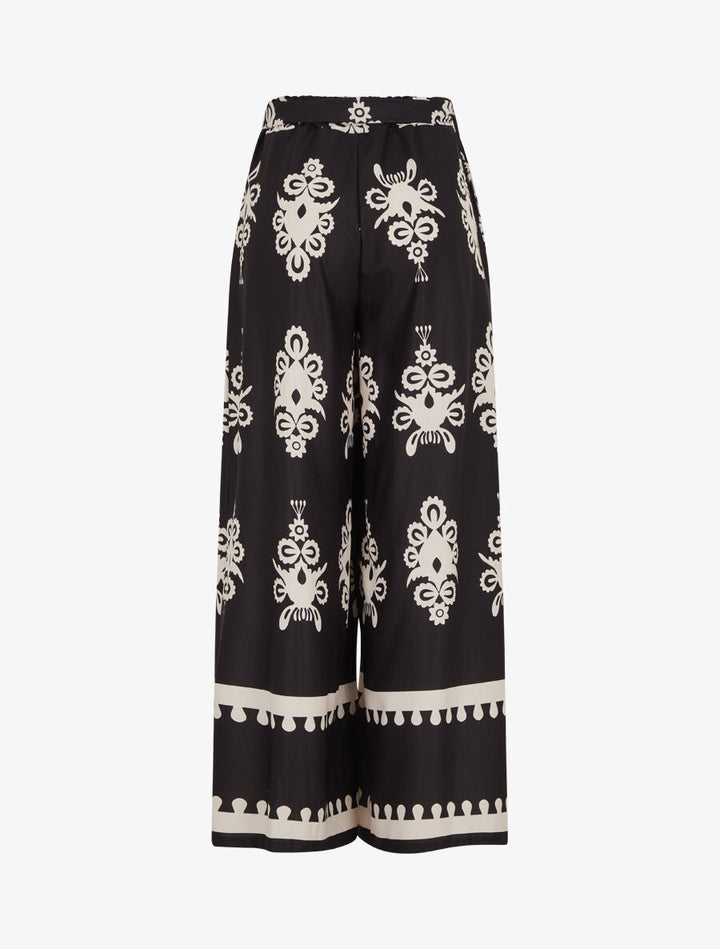 Pantalon ample à imprimé ikat - Noir