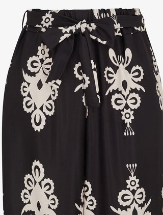 Pantalon ample à imprimé ikat - Noir