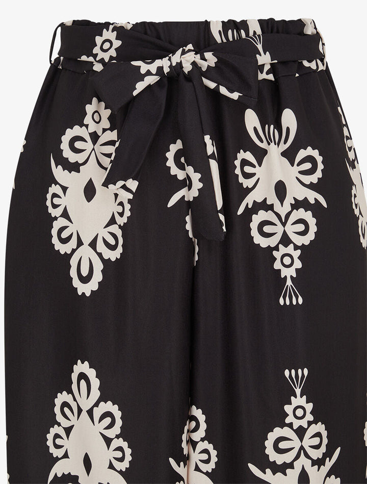 Pantalon ample à imprimé ikat - Noir