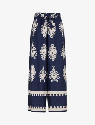 Pantalon ample à imprimé ikat - Marine