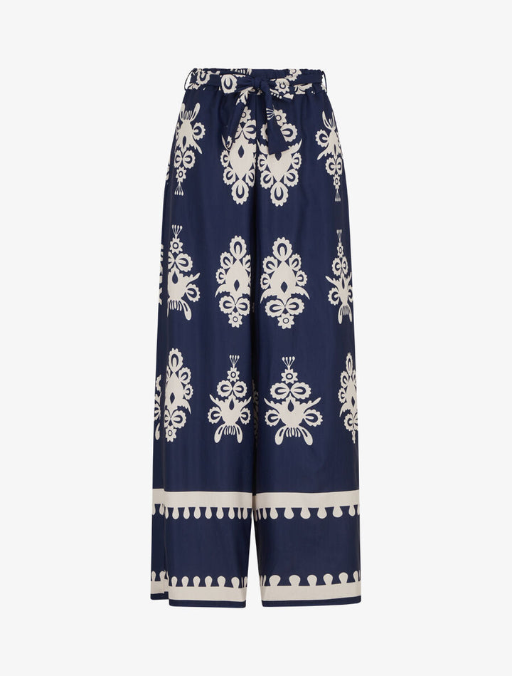 Pantalon ample à imprimé ikat - Marine
