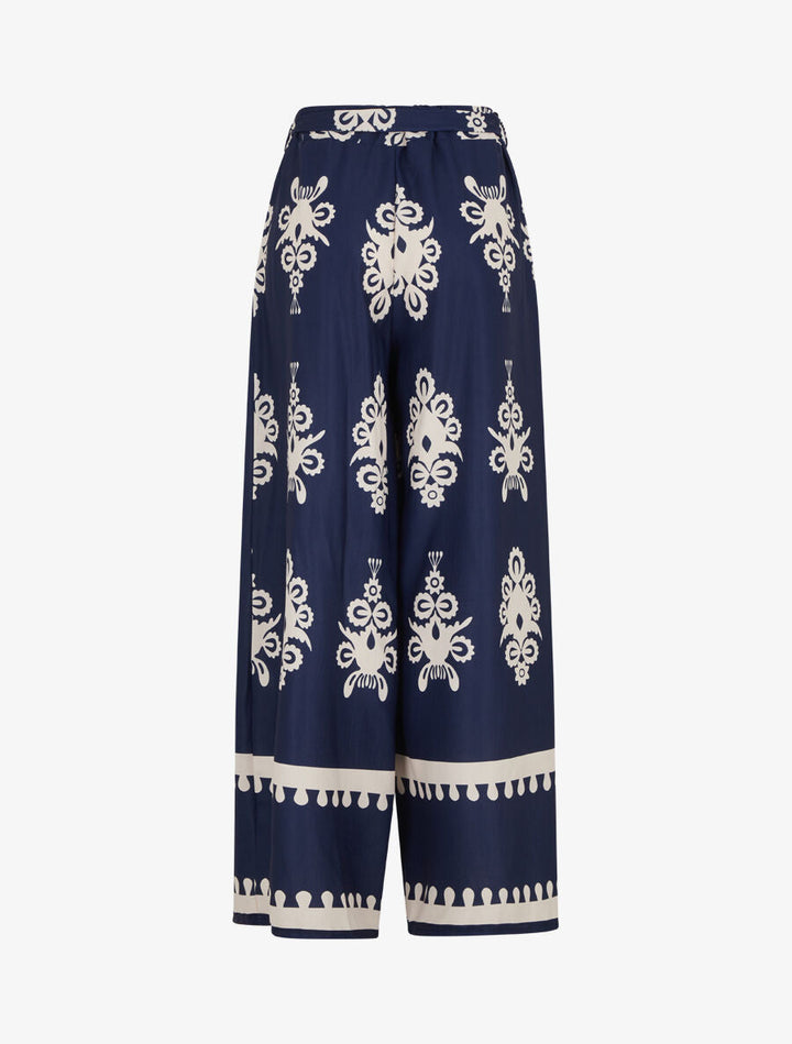 Pantalon ample à imprimé ikat - Marine