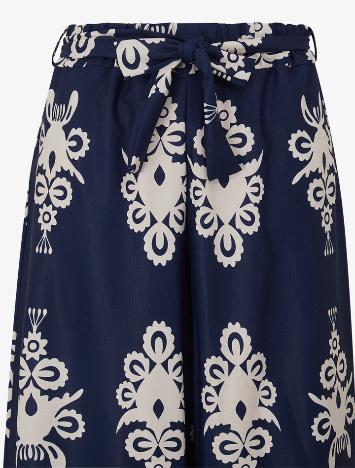 Pantalon ample à imprimé ikat - Marine