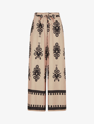 Pantalon ample à imprimé ikat - Beige