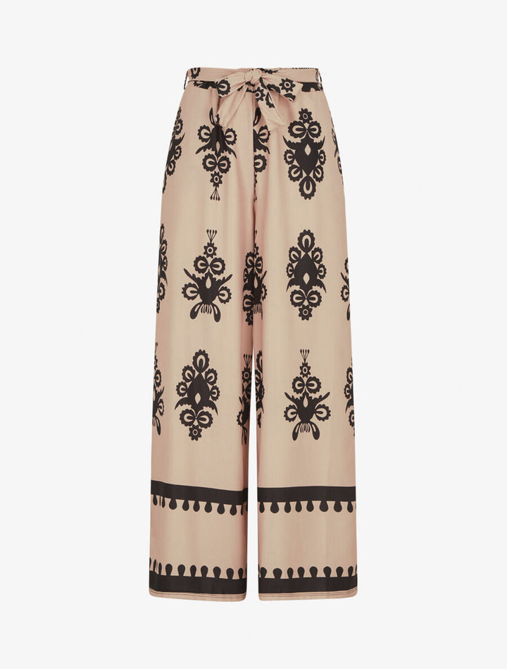 Pantalon ample à imprimé ikat - Beige