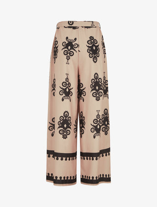 Pantalon ample à imprimé ikat - Beige