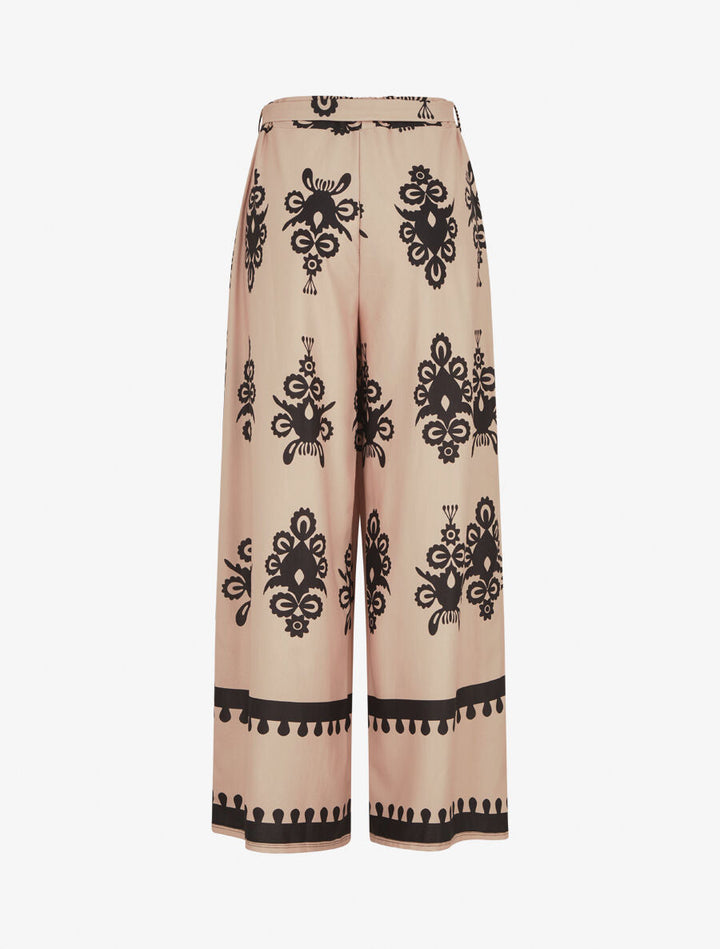 Pantalon ample à imprimé ikat - Beige
