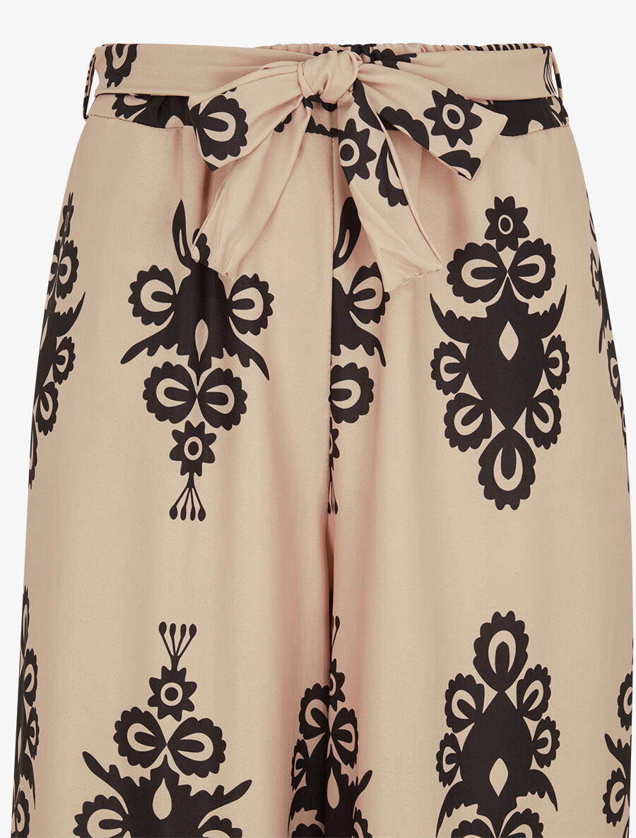 Pantalon ample à imprimé ikat - Beige