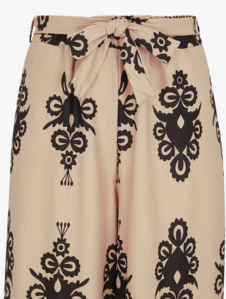 Pantalon ample à imprimé ikat - Beige