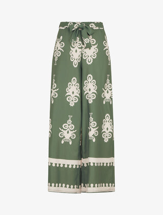 Pantalon ample à imprimé ikat - Kaki