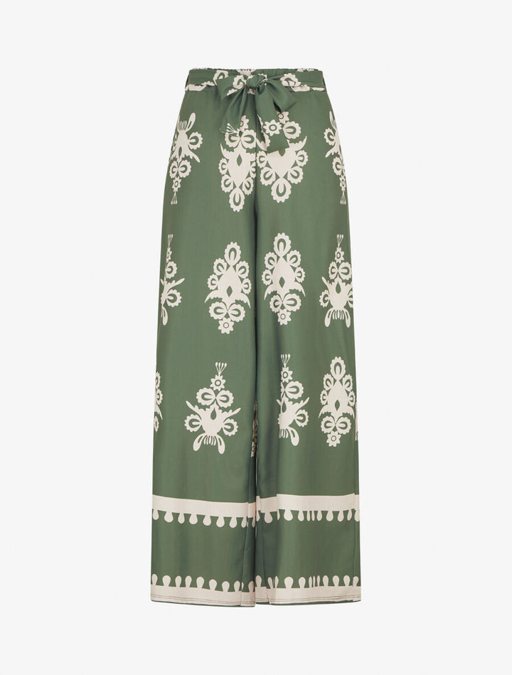 Pantalon ample à imprimé ikat - Kaki