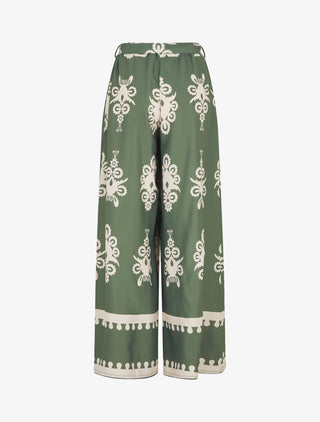 Pantalon ample à imprimé ikat - Kaki