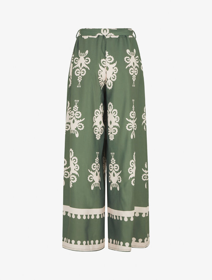 Pantalon ample à imprimé ikat - Kaki
