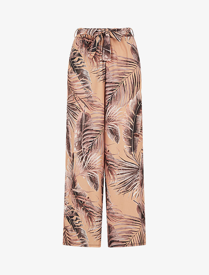 Pantalon ample à imprimé tropical - Camel