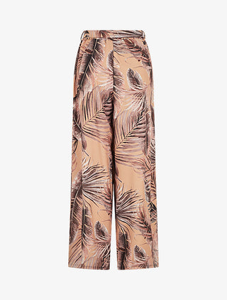 Pantalon ample à imprimé tropical - Camel