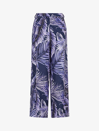 Pantalon ample à imprimé tropical - Marine