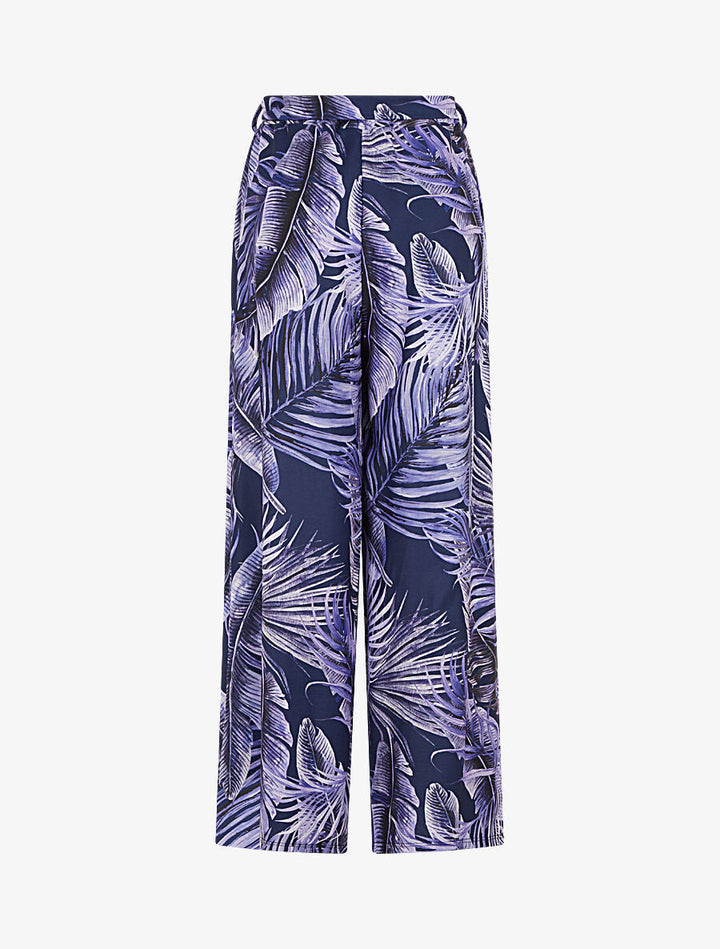 Pantalon ample à imprimé tropical - Marine