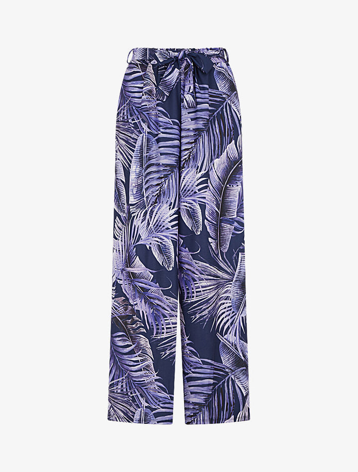 Pantalon ample à imprimé tropical - Marine