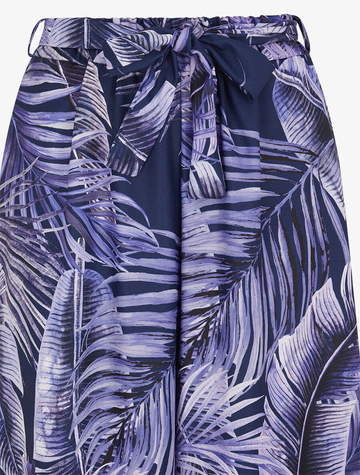 Pantalon ample à imprimé tropical - Marine