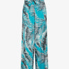 Pantalon ample à imprimé tropical - Turquoise
