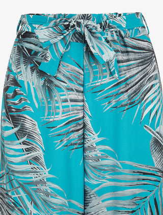 Pantalon ample à imprimé tropical - Turquoise