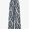 Pantalon à taille haute élastiquée imprimé abstrait - Marine