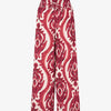 Pantalon à taille haute élastiquée imprimé abstrait - Bordeaux
