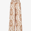 Pantalon à taille haute élastiquée imprimé abstrait - Beige