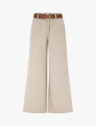 Pantalon long uni élastiqué - Beige