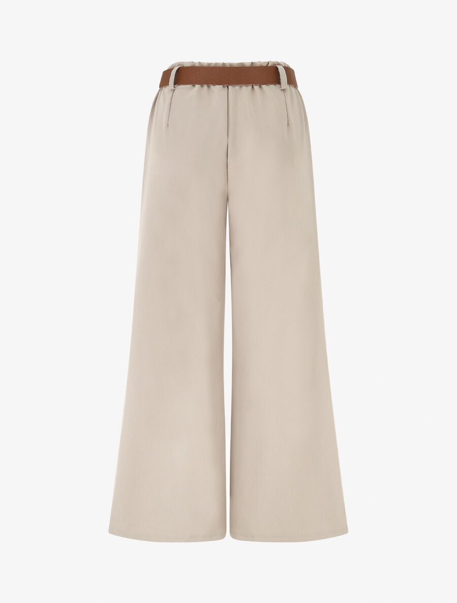 Pantalon long uni élastiqué - Beige