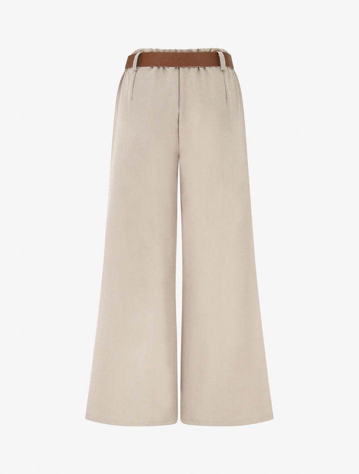 Pantalon long uni élastiqué - Beige
