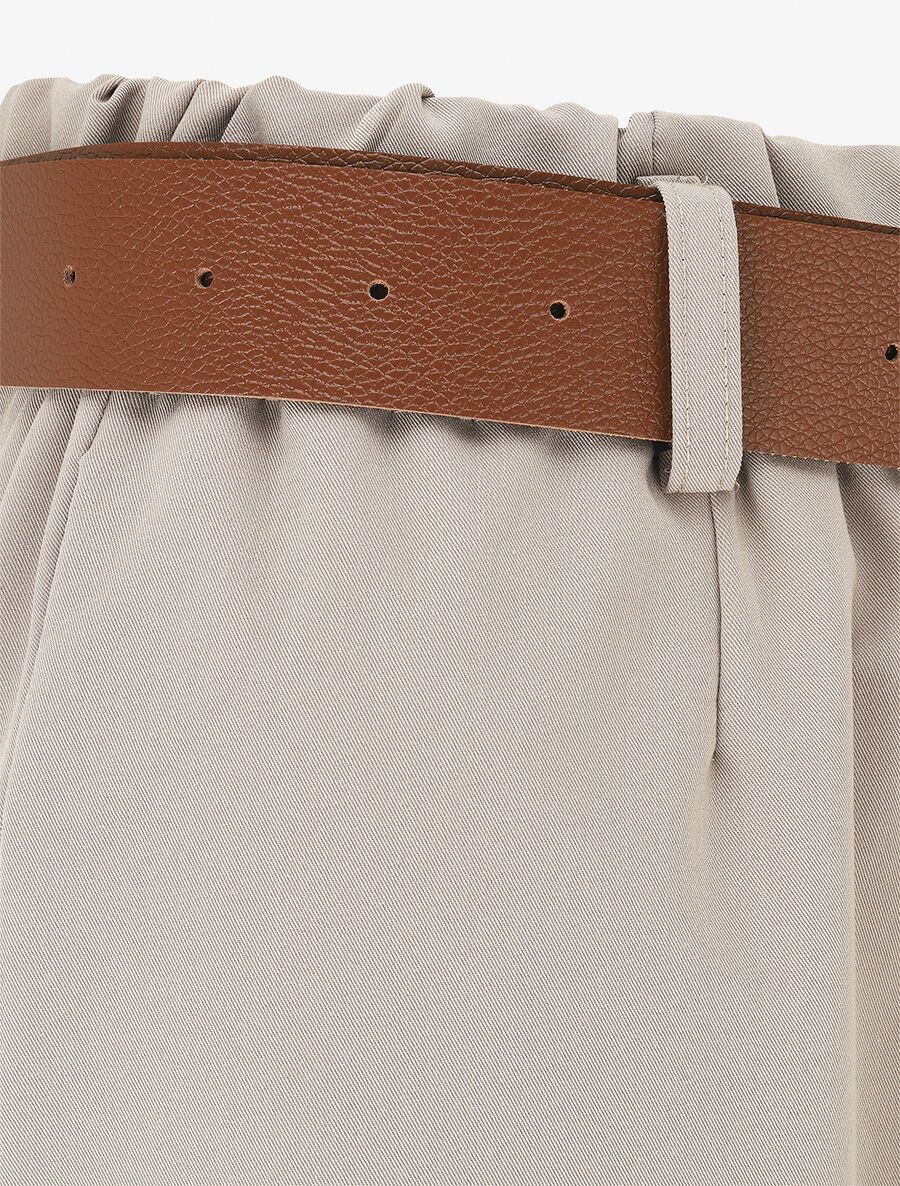 Pantalon long uni élastiqué - Beige