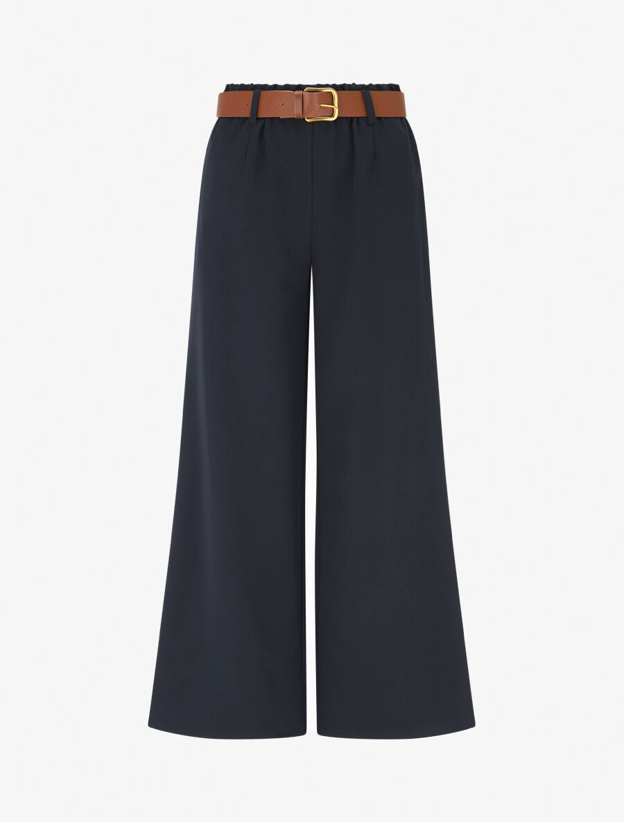 Pantalon long uni élastiqué - Marine