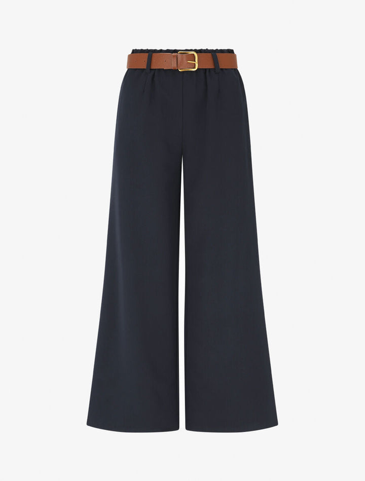 Pantalon long uni élastiqué - Marine