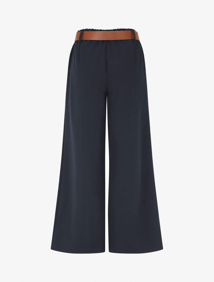 Pantalon long uni élastiqué - Marine