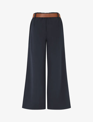 Pantalon long uni élastiqué - Marine