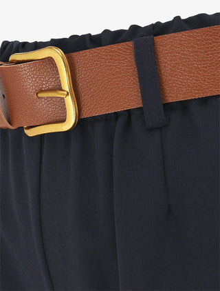Pantalon long uni élastiqué - Marine