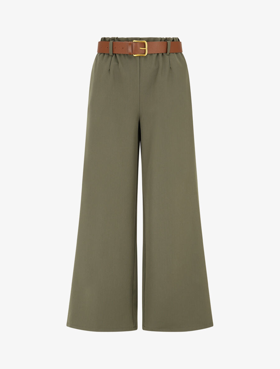 Pantalon long uni élastiqué - Kaki