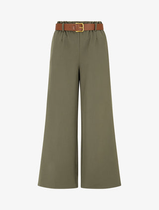 Pantalon long uni élastiqué - Kaki