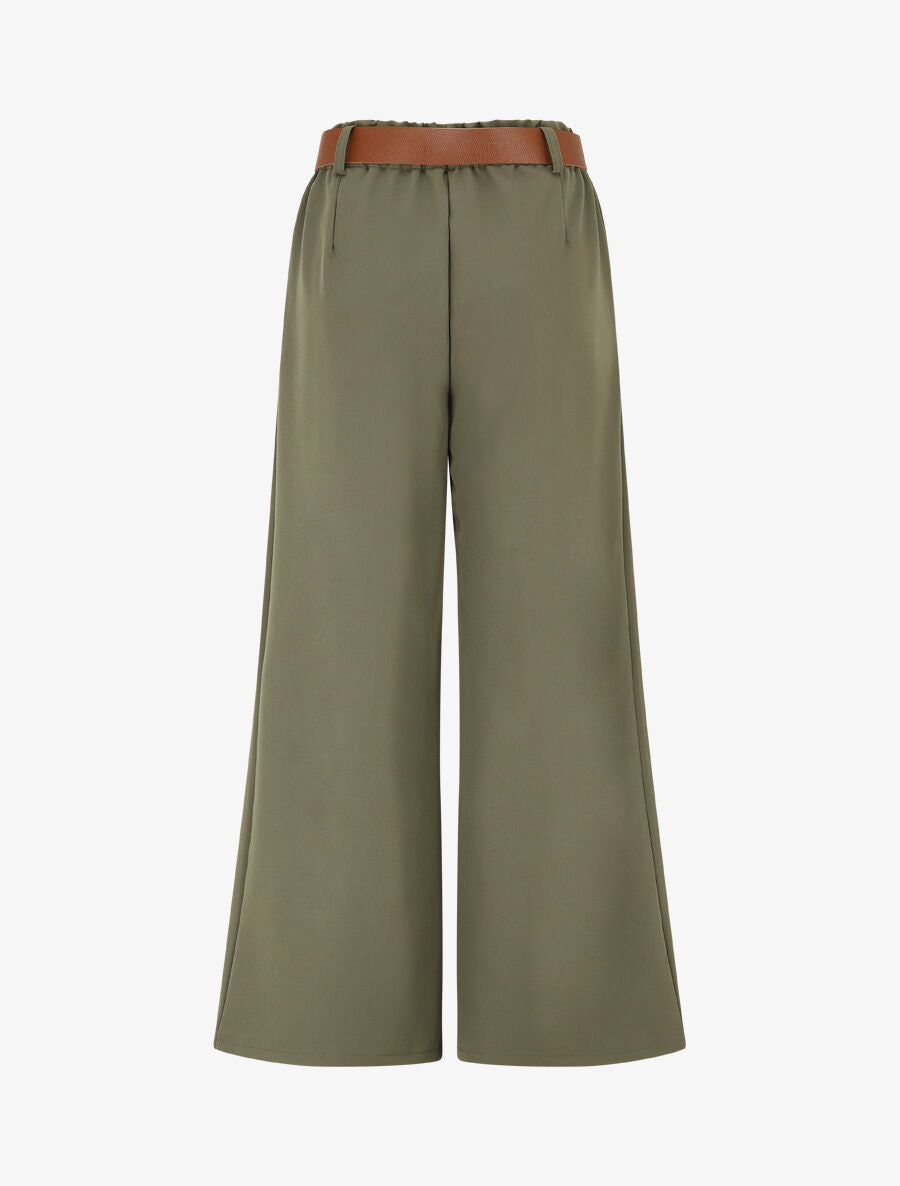 Pantalon long uni élastiqué - Kaki