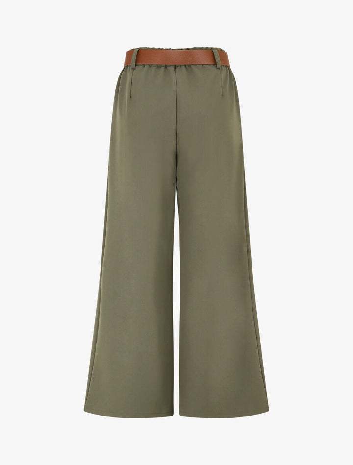Pantalon long uni élastiqué - Kaki